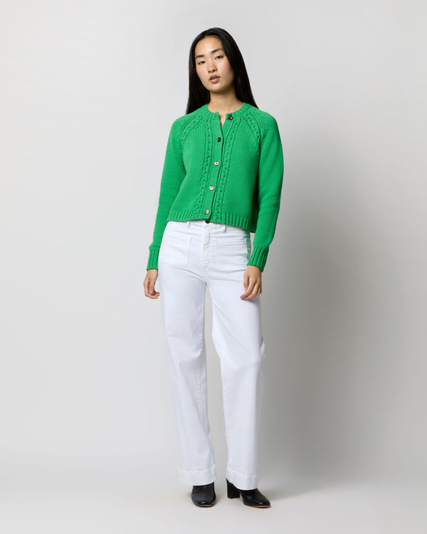 Sid Mashburn Lauren Cardigan In Turf Cotton Tape Yarn