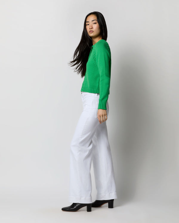 Sid Mashburn Lauren Cardigan In Turf Cotton Tape Yarn