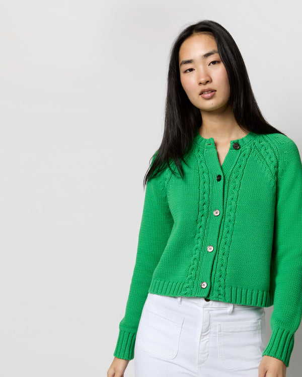 sid mashburn Lauren Cardigan in Turf Cotton Tape Yarn