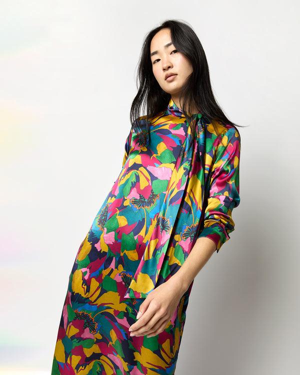 Sid Mashburn Leigh Dress In Multi Peony Parade Liberty Fabric Silk