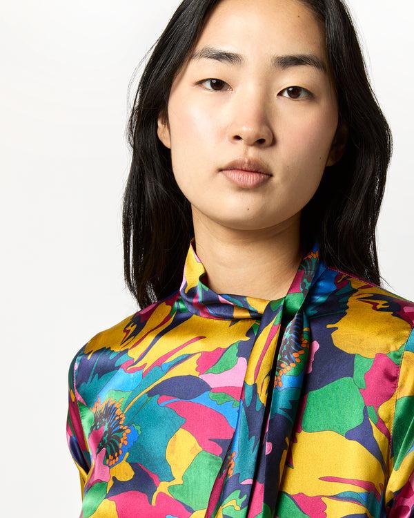 Sid Mashburn Leigh Dress In Multi Peony Parade Liberty Fabric Silk