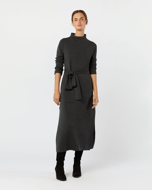 Sid Mashburn Lindsey Dress In Charcoal Extra Fine Merino Wool