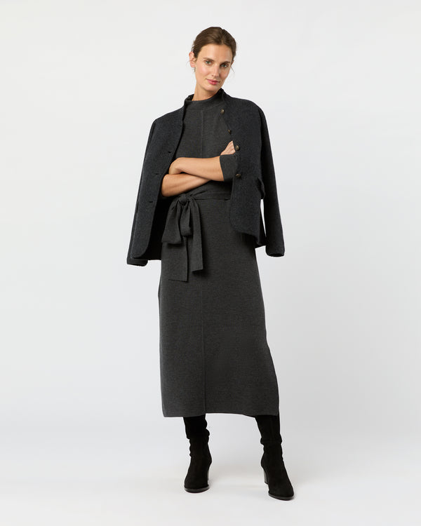 sid mashburn Lindsey Dress in Charcoal Extra Fine Merino Wool