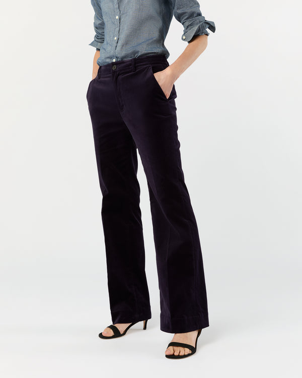 Sid Mashburn Lindy Trouser In Eggplant Stretch Velveteen