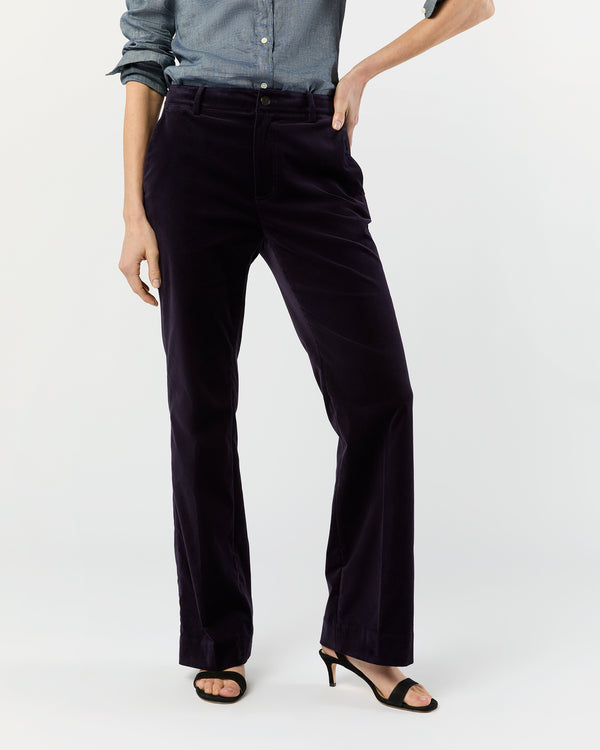 Sid Mashburn Lindy Trouser In Eggplant Stretch Velveteen