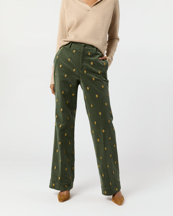 Sid Mashburn Lindy Trouser In Tree Of Life Embroidered Stretch Cord