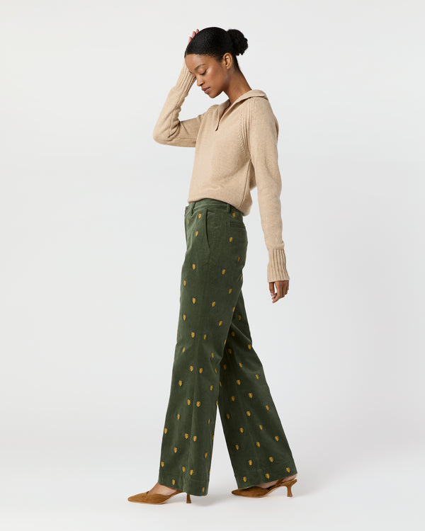 Sid Mashburn Lindy Trouser In Tree Of Life Embroidered Stretch Cord