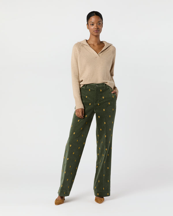 sid mashburn Lindy Trouser in Tree Of Life Embroidered Stretch Cord