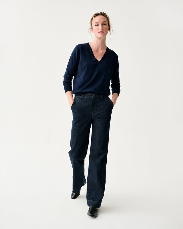 Sid Mashburn Lindy Trouser Jean In Indigo Stretch Denim