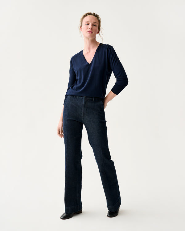 sid mashburn Lindy Trouser Jean in Indigo Stretch Denim