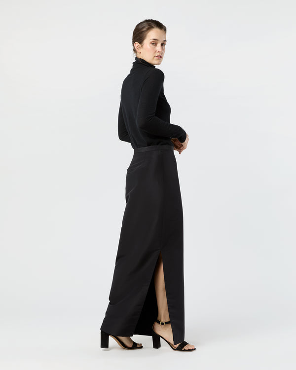 Sid Mashburn Long Pencil Skirt In Black Silk Faille