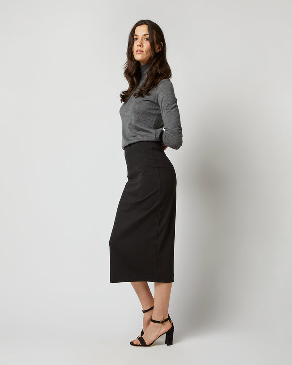 Sid Mashburn Long Pull-On Skirt In Black Ponte Knit