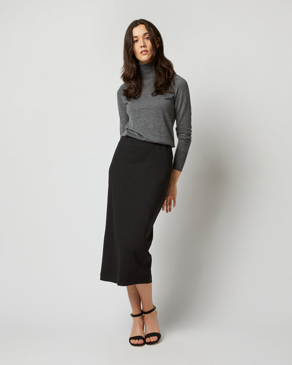 sid mashburn Long Pull-On Skirt in Black Ponte Knit