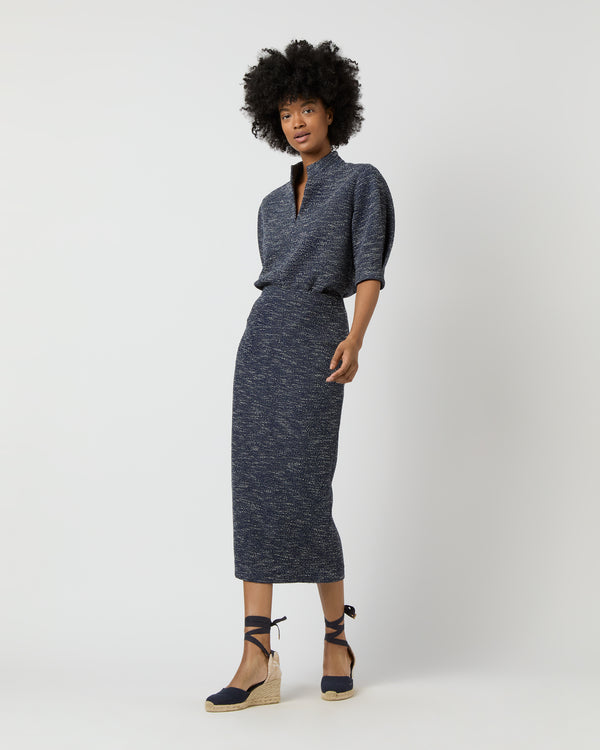 sid mashburn Long Pull-On Skirt in Ink Speckled Knit