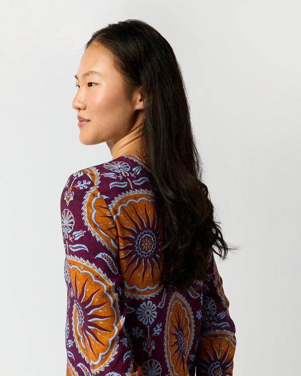 Sid Mashburn Long Sleeve Swing Dress In Purple Sovereign Stretch Satin