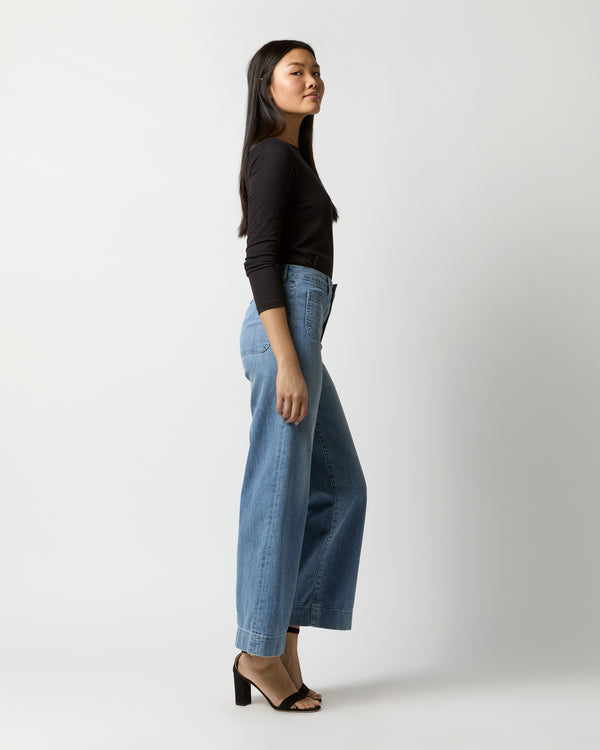 Sid Mashburn Long-Sleeved Boatneck Tee In Black Pima Cotton