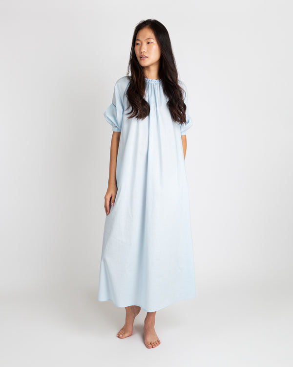 Sid Mashburn Lucy Nightdress In Pale Blue Cotton Lawn