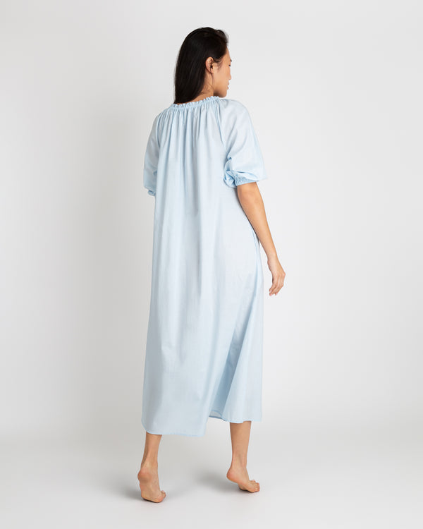 Sid Mashburn Lucy Nightdress In Pale Blue Cotton Lawn
