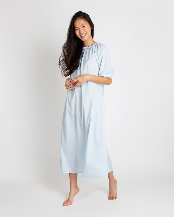 Sid Mashburn Lucy Nightdress In Pale Blue Cotton Lawn