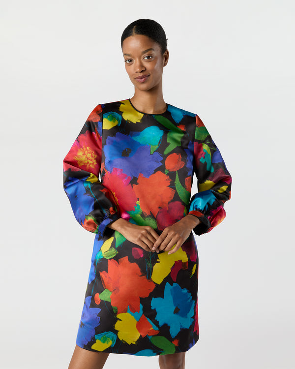 Sid Mashburn Lulu Dress In Black/Multi Floral Mikado