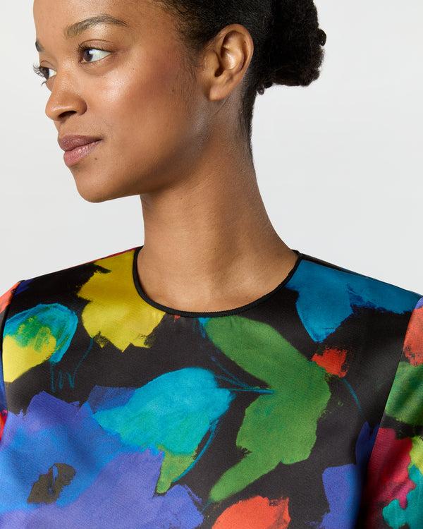 Sid Mashburn Lulu Dress In Black/Multi Floral Mikado