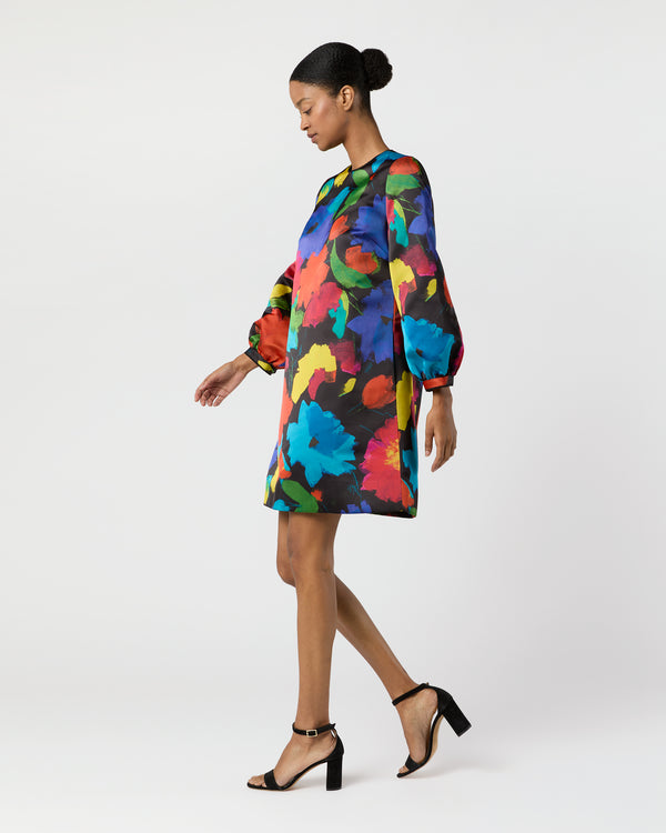 Sid Mashburn Lulu Dress In Black/Multi Floral Mikado