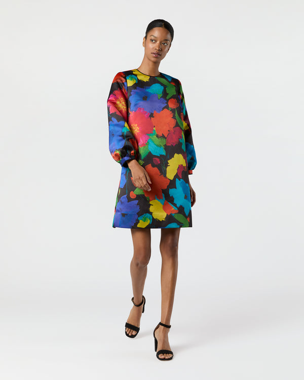 sid mashburn Lulu Dress in Black/Multi Floral Mikado