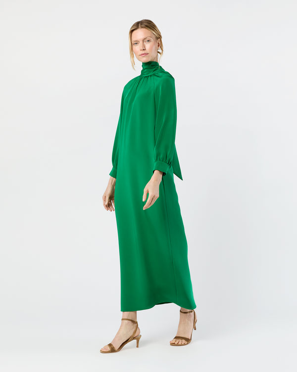 Sid Mashburn Maggie Maxi Dress In Green Silk Crepe De Chine