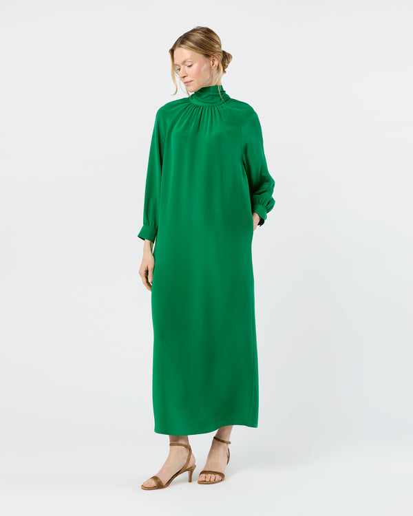 sid mashburn Maggie Maxi Dress in Green Silk Crepe de Chine