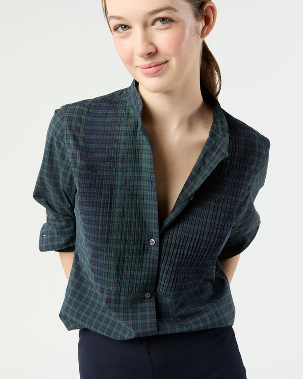 Sid Mashburn Mandarin Hattie Shirt In Blackwatch Poplin