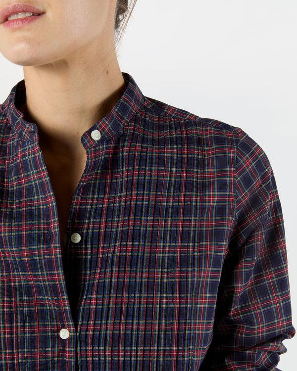 Sid Mashburn Mandarin Hattie Shirt In Navy/Red Stewart Tartan Poplin