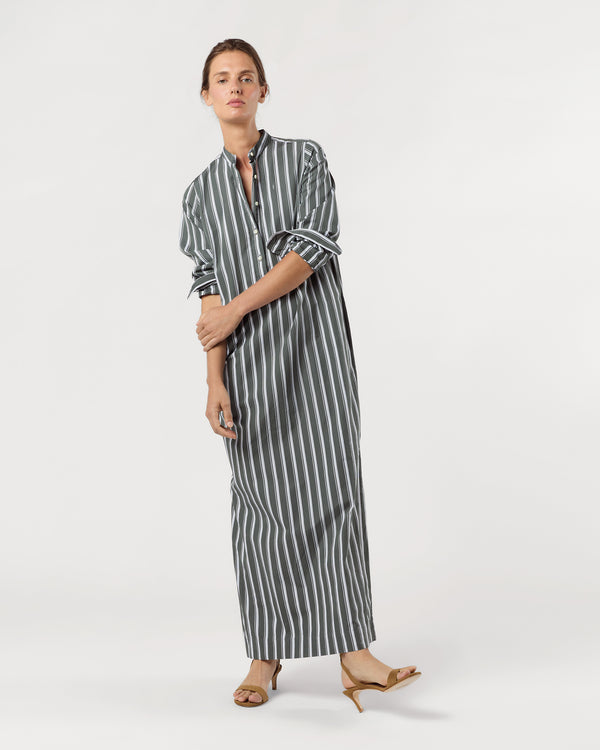 Sid Mashburn Mandarin Talitha Shirtdress In Alpine/White Multi Stripe Poplin
