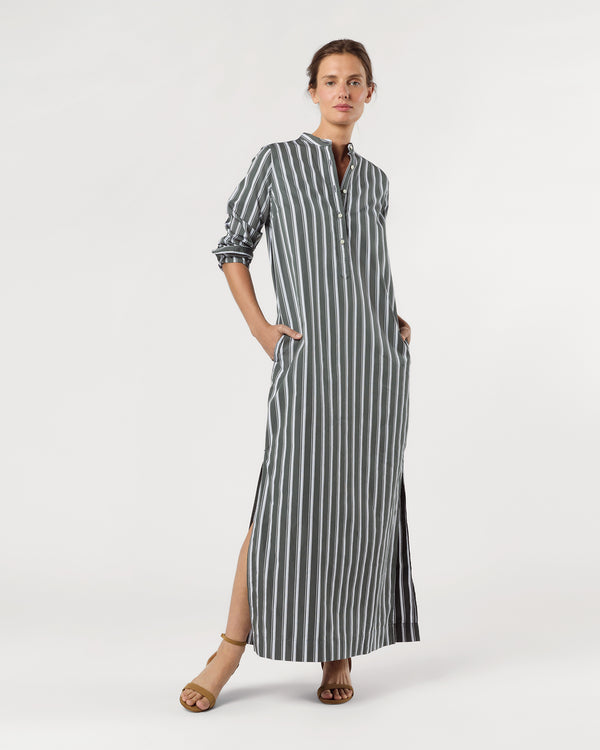 sid mashburn Mandarin Talitha Shirtdress in Alpine/White Multi Stripe Poplin