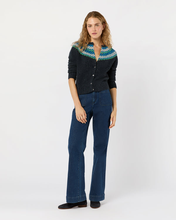 Sid Mashburn Marge Fair Isle Cardigan In Indigo Donegal Multi Cashmere
