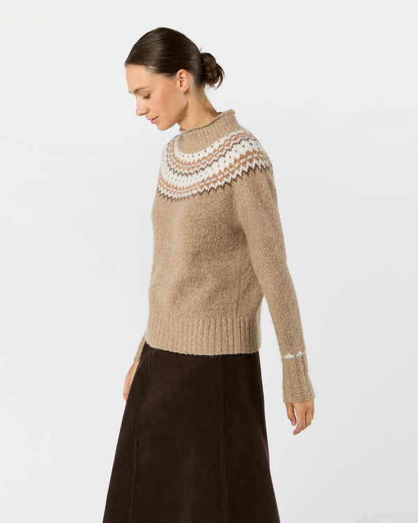 Sid Mashburn Marge Fair Isle Sweater In Camel Donegal Multi Cashmere