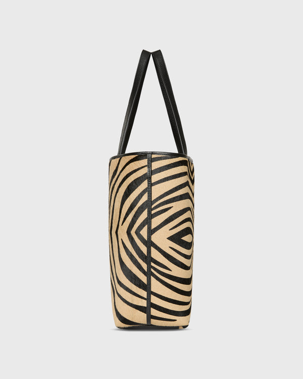 Sid Mashburn Margot Tote In Beige/Black Zebra Calf Hair