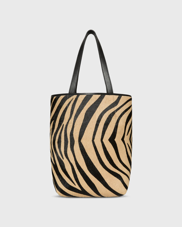 sid mashburn Margot Tote in Beige/Black Zebra Calf Hair