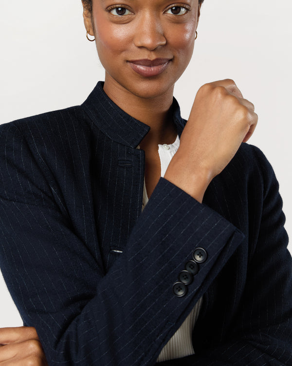 Sid Mashburn Marguerite Blazer In Navy Pinstripe Knit