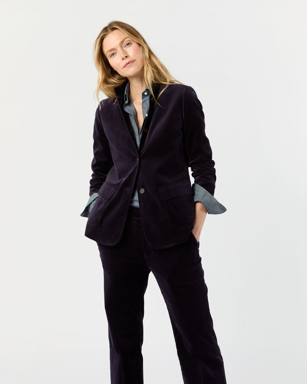 Sid Mashburn Marguerite Jacket In Eggplant Stretch Velveteen