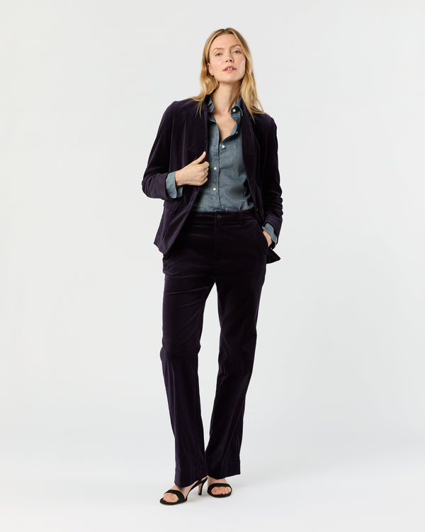 Sid Mashburn Marguerite Jacket In Eggplant Stretch Velveteen