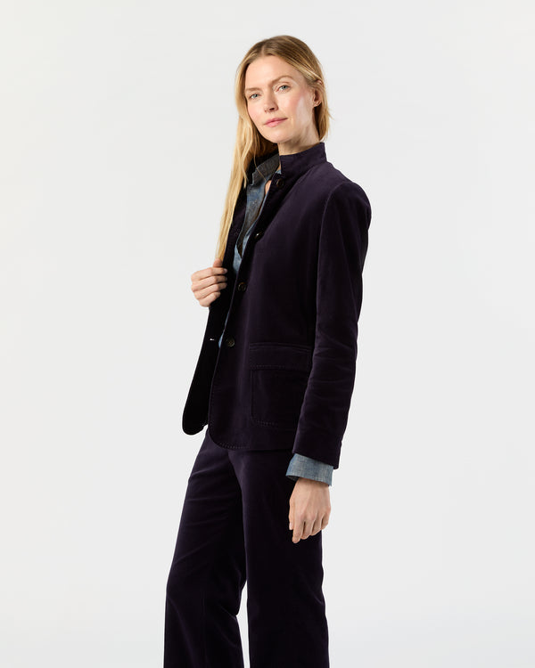 Sid Mashburn Marguerite Jacket In Eggplant Stretch Velveteen