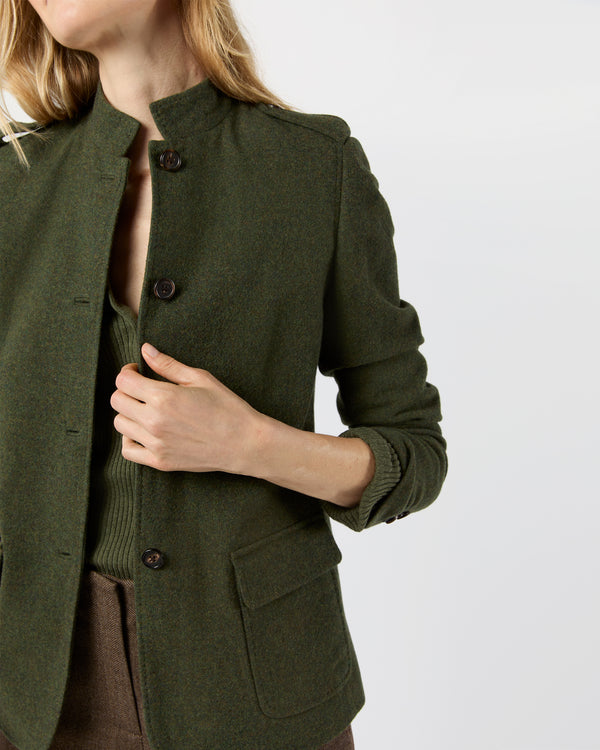 Sid Mashburn Marguerite Jacket In Heather Olive Loden Wool