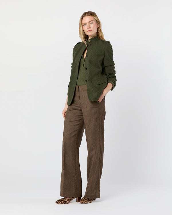 Sid Mashburn Marguerite Jacket In Heather Olive Loden Wool