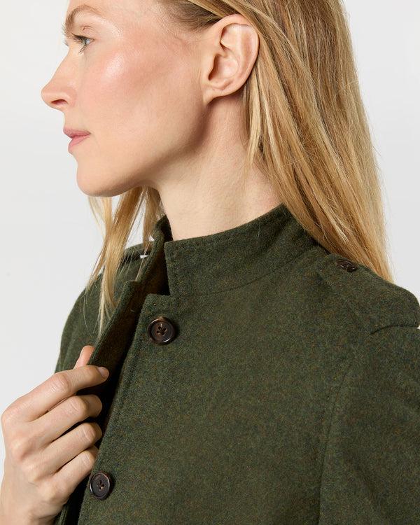 Sid Mashburn Marguerite Jacket In Heather Olive Loden Wool