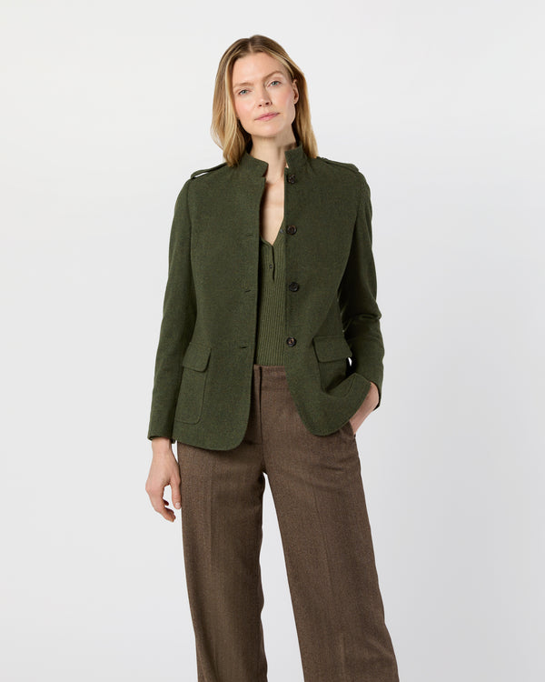 sid mashburn Marguerite Jacket in Heather Olive Loden Wool