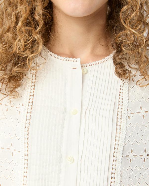 Sid Mashburn Marianne Top In White Eyelet Patchwork