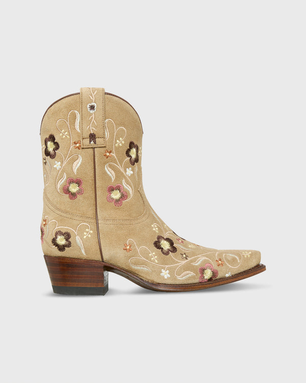sid mashburn Marie Embroidered Cowboy Boot in Camel Suede