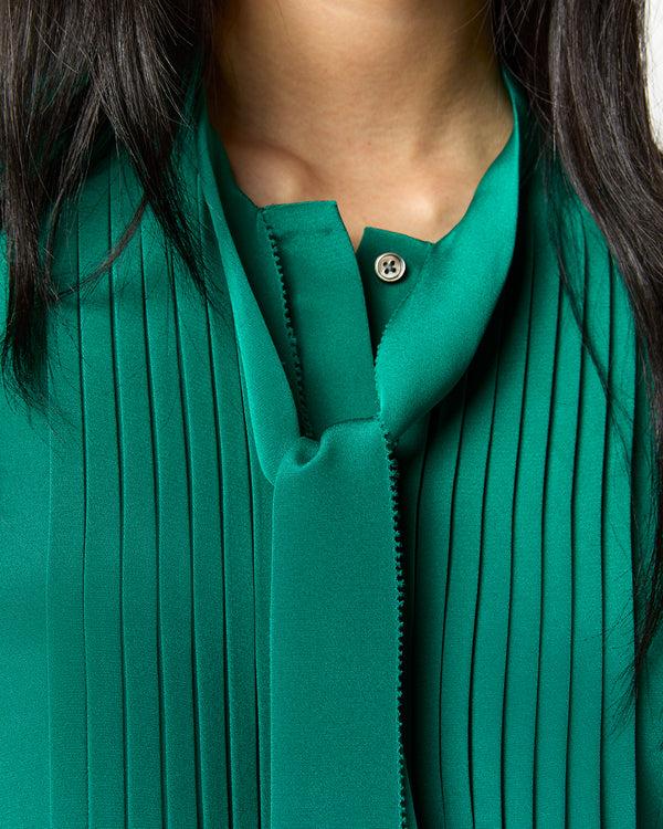 Sid Mashburn Marigold Blouse In Jade Silk Crepe De Chine