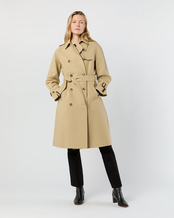 Sid Mashburn Martine Trench Coat In Khaki Compact Cotton