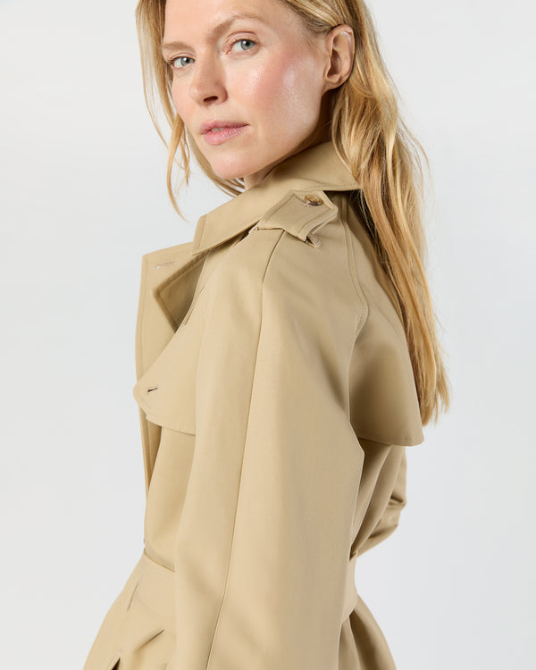 Sid Mashburn Martine Trench Coat In Khaki Compact Cotton